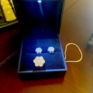 Moissanite, earring and pendant set. Jewelry will come in box as shown. 2.8 ct